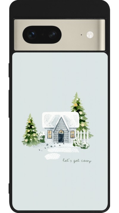 Coque Google Pixel 7 - Silicone rigide noir Winter 25 Cosy House