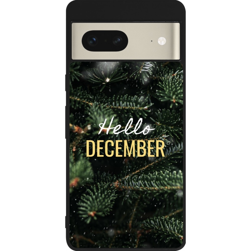 Coque Google Pixel 7 - Silicone rigide noir Winter 25 Winter hello december