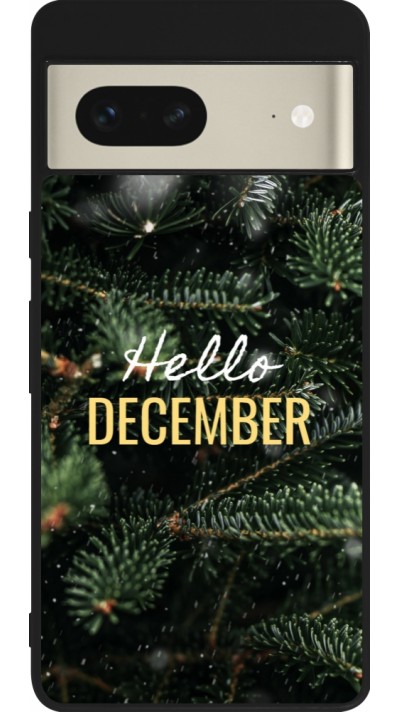 Coque Google Pixel 7 - Silicone rigide noir Winter 25 Winter hello december