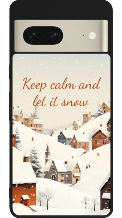 Coque Google Pixel 7 - Silicone rigide noir Winter 25 Winter Keep calm and let it snow