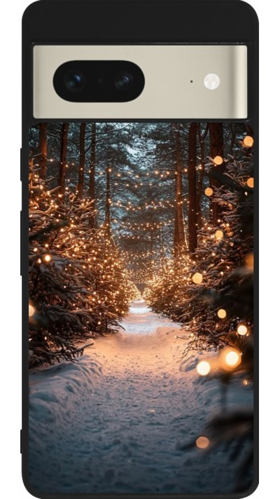 Coque Google Pixel 7 - Silicone rigide noir Winter 25 Winter snowy road