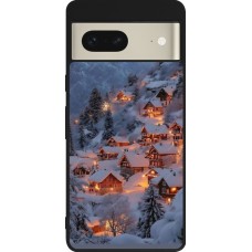 Coque Google Pixel 7 - Silicone rigide noir Winter 25 Winter snowy village
