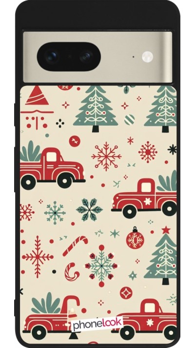 Google Pixel 7 Case Hülle - Silikon schwarz Weihnachten 2024 Lkw Tanne
