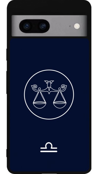 Coque Google Pixel 7a - Silicone rigide noir Astrologie Balance