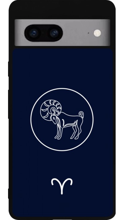 Coque Google Pixel 7a - Silicone rigide noir Astrologie Bélier