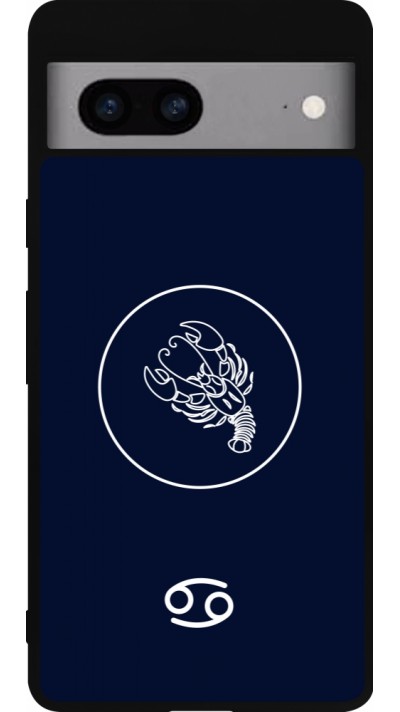 Coque Google Pixel 7a - Silicone rigide noir Astrologie Cancer