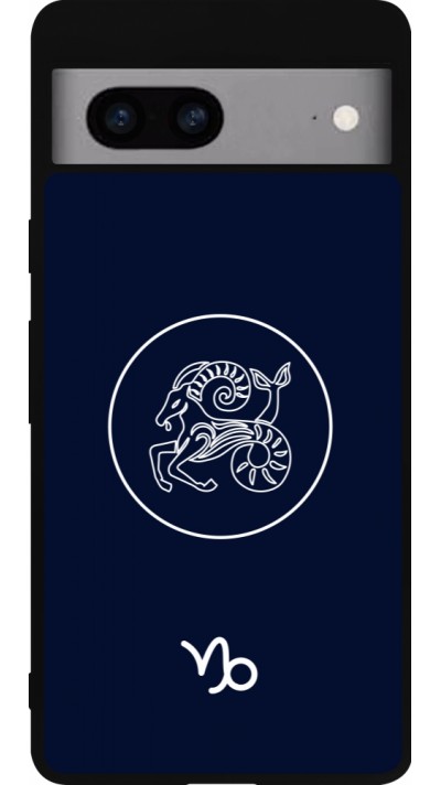 Coque Google Pixel 7a - Silicone rigide noir Astrologie Capricorne