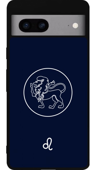 Coque Google Pixel 7a - Silicone rigide noir Astrologie Lion