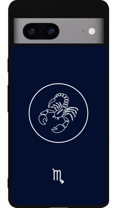 Coque Google Pixel 7a - Silicone rigide noir Astrologie Scorpion