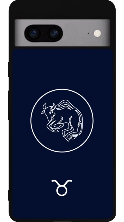 Coque Google Pixel 7a - Silicone rigide noir Astrologie Taureau