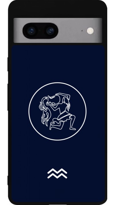Coque Google Pixel 7a - Silicone rigide noir Astrologie Verseau