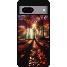 Google Pixel 7a Case Hülle - Silikon schwarz Herbstlicher goldener Glanz