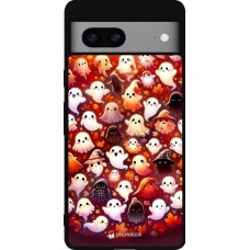 Coque Google Pixel 7a - Silicone rigide noir Fantômes automne mignons
