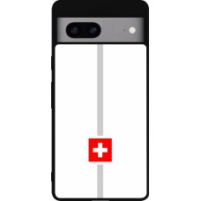 Google Pixel 7a Case Hülle - Silikon schwarz Kanton CH weiss