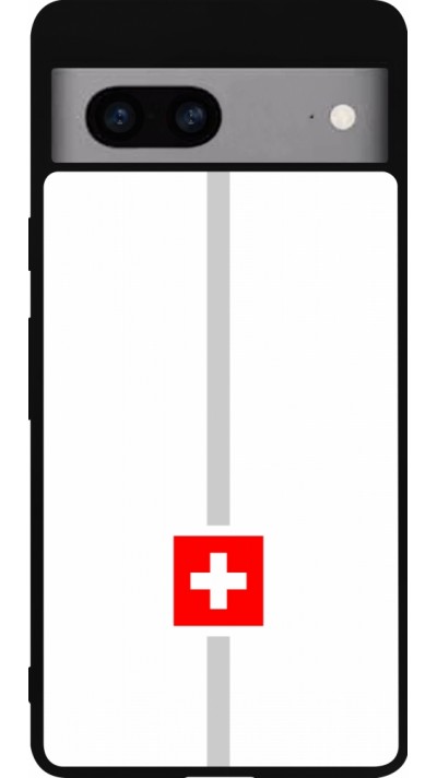 Google Pixel 7a Case Hülle - Silikon schwarz Kanton CH weiss