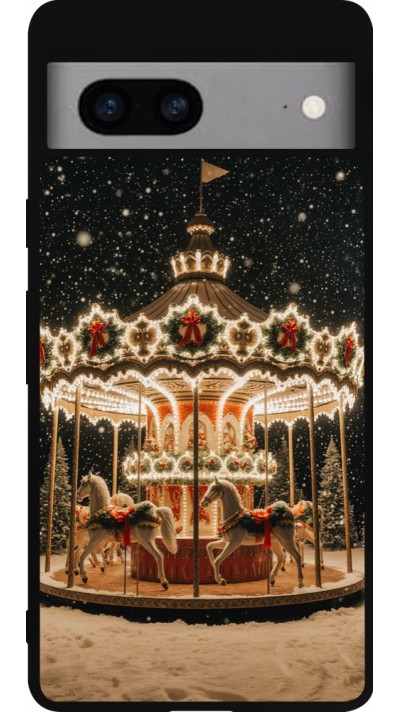 Coque Google Pixel 7a - Silicone rigide noir Christmas 25 Carousel