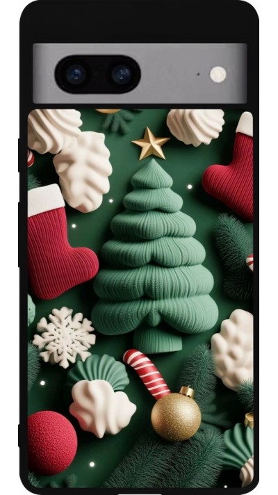 Coque Google Pixel 7a - Silicone rigide noir Christmas 25 Christmas textiles
