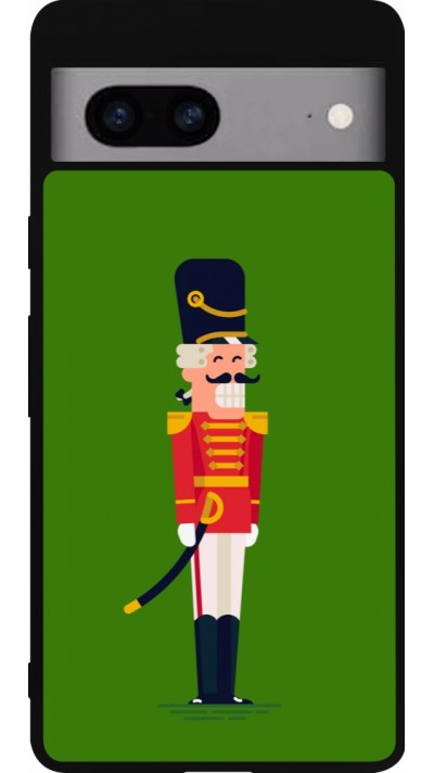 Coque Google Pixel 7a - Silicone rigide noir Christmas 25 Nutcracker Green