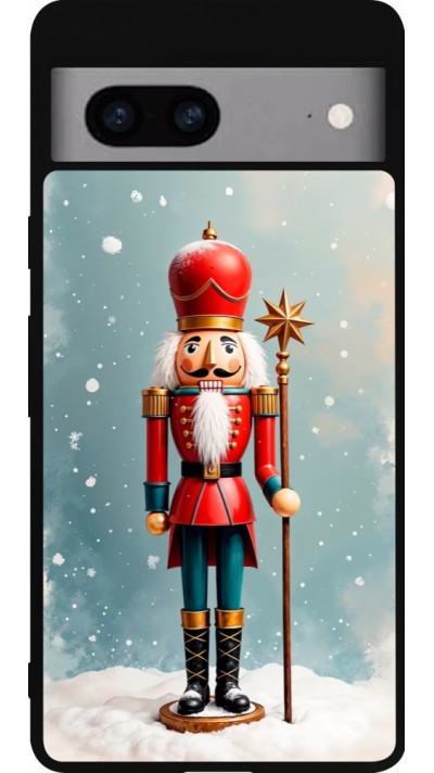 Coque Google Pixel 7a - Silicone rigide noir Christmas 25 Nutcracker Snow