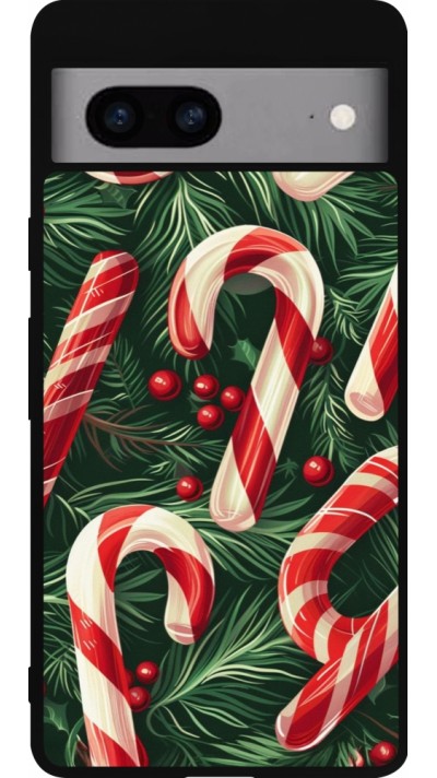 Coque Google Pixel 7a - Silicone rigide noir Christmas 25 Xmas Stick