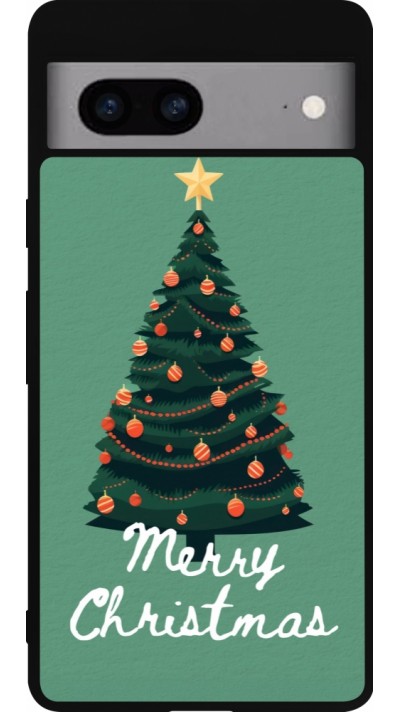 Coque Google Pixel 7a - Silicone rigide noir Christmas 25 Xmas Tree
