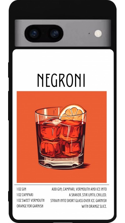 Coque Google Pixel 7a - Silicone rigide noir Cocktail recette Negroni