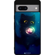 Google Pixel 7a Case Hülle - Silikon schwarz Cute Cat Bubble