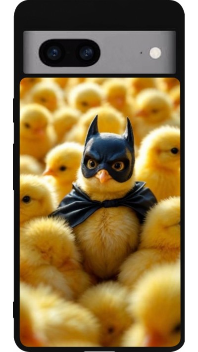 Coque Google Pixel 7a - Silicone rigide noir Easter 2026 Chicken Batman