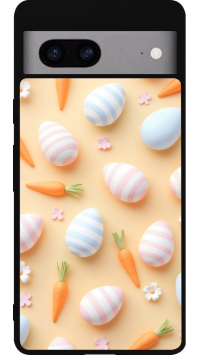 Coque Google Pixel 7a - Silicone rigide noir Easter 2026 Pattern Easter