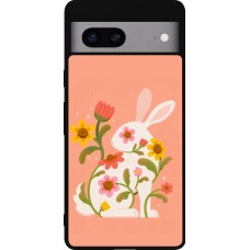 Coque Google Pixel 7a - Silicone rigide noir Easter 2026 Rabbit collage