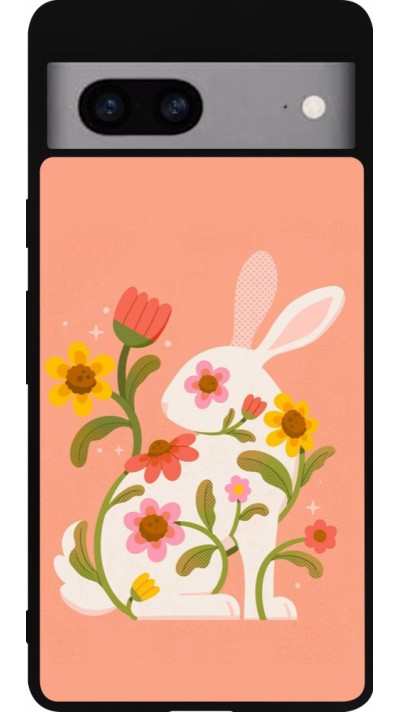 Coque Google Pixel 7a - Silicone rigide noir Easter 2026 Rabbit collage