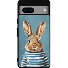 Coque Google Pixel 7a - Silicone rigide noir Easter 2026 Rabbit navy