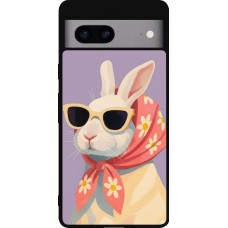 Coque Google Pixel 7a - Silicone rigide noir Easter 2026 Rabbit with scarf