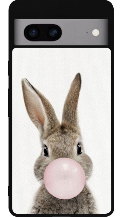 Coque Google Pixel 7a - Silicone rigide noir Easter 2023 bubble gum bunny