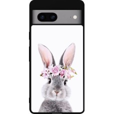 Google Pixel 7a Case Hülle - Silikon schwarz Easter 2023 flower bunny