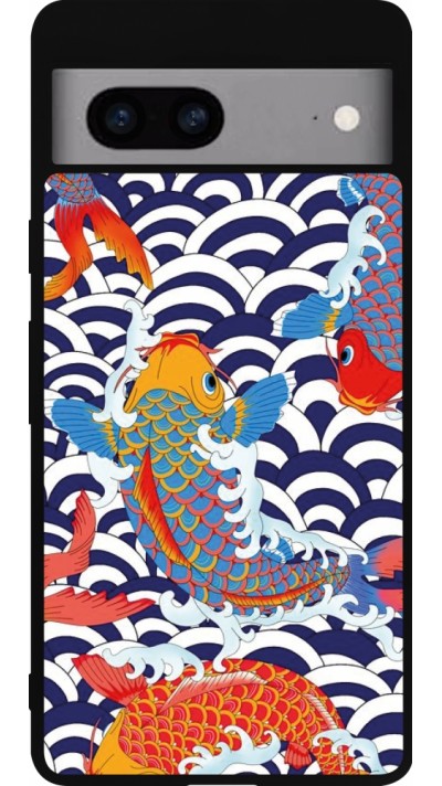 Coque Google Pixel 7a - Silicone rigide noir Easter 2023 japanese fish