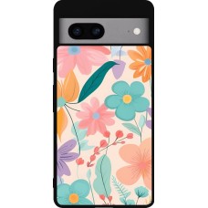 Google Pixel 7a Case Hülle - Silikon schwarz Easter 2024 spring flowers