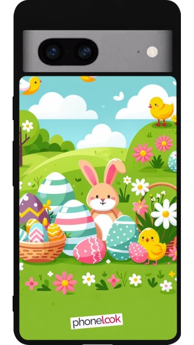 Google Pixel 7a Case Hülle - Silikon schwarz Ostern 2025 Gruen