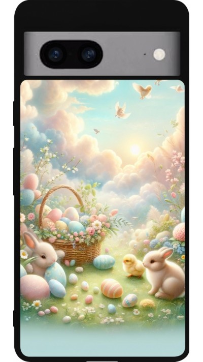 Google Pixel 7a Case Hülle - Silikon schwarz Ostern 2025 Pastell Ostern