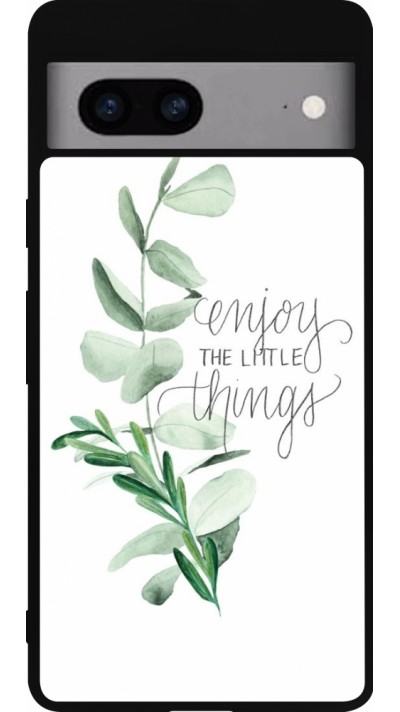 Coque Google Pixel 7a - Silicone rigide noir Enjoy the little things