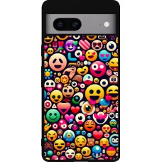 Coque Google Pixel 7a - Silicone rigide noir Emoji Mix Color