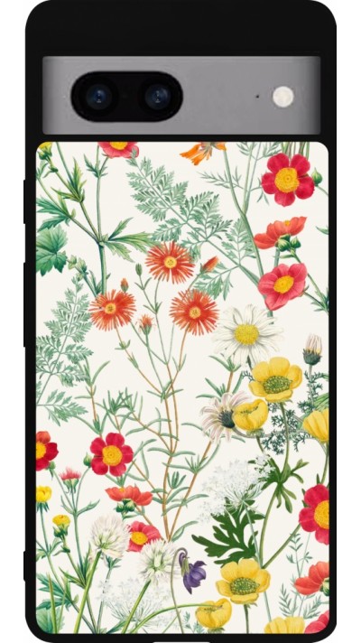 Coque Google Pixel 7a - Silicone rigide noir Flora Botanical Wildlife