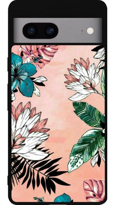 Coque Google Pixel 7a - Silicone rigide noir Flowers Artprint