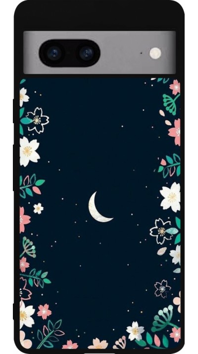 Coque Google Pixel 7a - Silicone rigide noir Flowers space