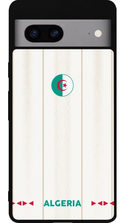 Coque Google Pixel 7a - Silicone rigide noir Maillot de football Algérie 2026 personnalisable