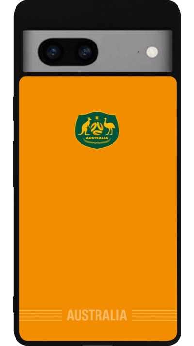 Coque Google Pixel 7a - Silicone rigide noir Maillot de football Australie 2026 personnalisable