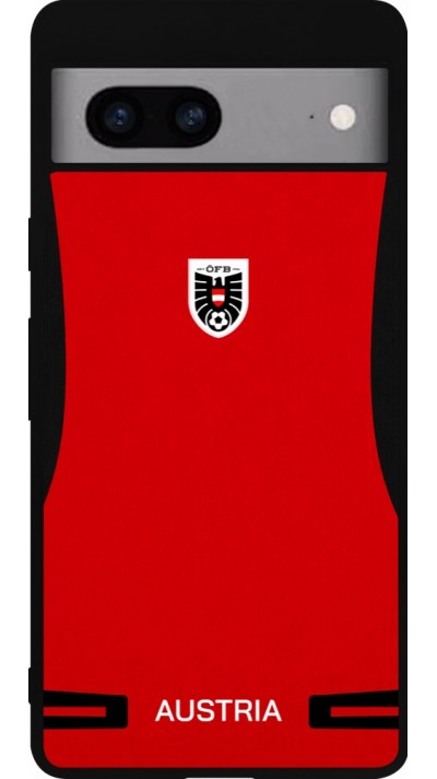 Coque Google Pixel 7a - Silicone rigide noir Maillot de football Autriche 2026 personnalisable