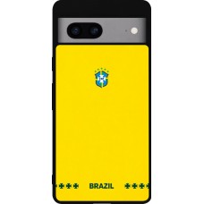 Coque Google Pixel 7a - Silicone rigide noir Maillot de football Bresil 2026 personnalisable