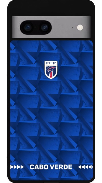 Coque Google Pixel 7a - Silicone rigide noir Maillot de football Cap-Vert 2026 personnalisable