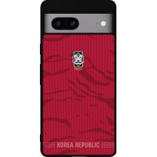 Coque Google Pixel 7a - Silicone rigide noir Maillot de football Corée du Sud 2026 personnalisable